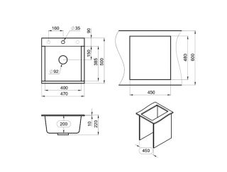 Мойка кухонная Granula 4701, БАЗАЛЬТ